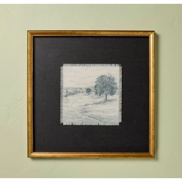 18"x18" Square Matte Black Landscape Framed Wall Art - Hearth & Hand NEW - Picture 3 of 5